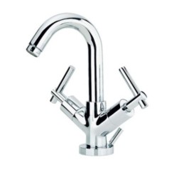 ROAMING MONOLEVA rubinetto monoforo lavabo con scarico 1" 1/4 finitura cromo con particolari in legno