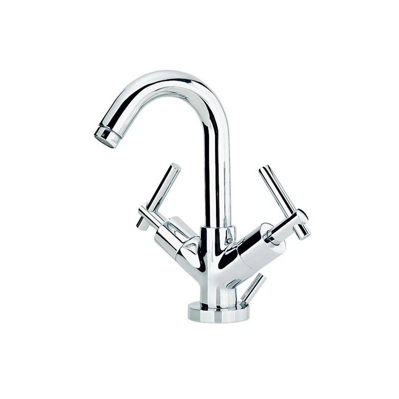 ROAMING MONOLEVA rubinetto monoforo lavabo con scarico 1" 1/4 finitura cromo con particolari in legno