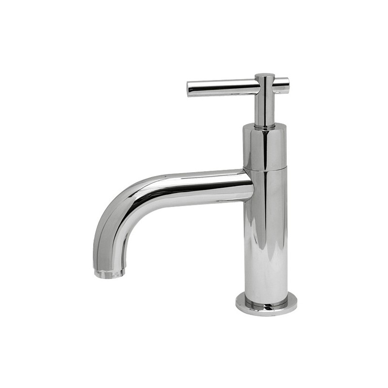 ROAMING MONOLEVA rubinetto lavabo collo di cigno finitura cromo con particolari in legno