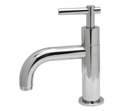 ROAMING MONOLEVA rubinetto lavabo collo di cigno finitura cromo con particolari in legno