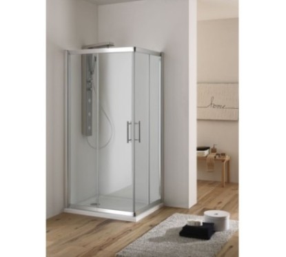 DIRK Box doccia Angolare scorrevole finitura argento satinato 80cm trasparente (misura 77/80-77/80 h.185)