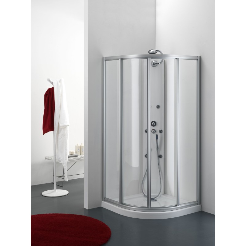 GULLIVER Box doccia Circolare scorrevole finitura argento satinato 80 cm trasparente (misura 78/80-78/80 h.185 raggio 55)