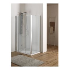 MIRA DOOR Porta battente pieghevole finitura cromo 155 cm trasparente (misura 150/155 h.185)
