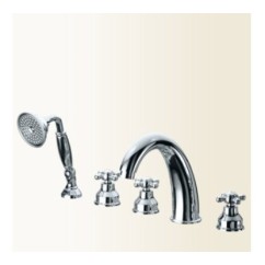PAPIRO batteria bordo vasca con kit doccia finitura vecchio bronzo