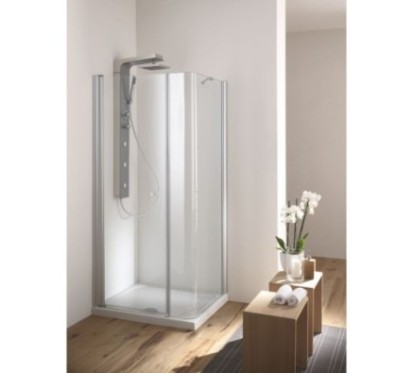 SOHO Box doccia Angolare porta battente finitura cromo P100 - F70 cm trasparente (misura 68/70-98/100 h.200)