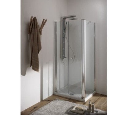 SALOON DOOR Porta 2 ante battente finitura cromo 100 cm trasparente (misura 95/100 h.195)