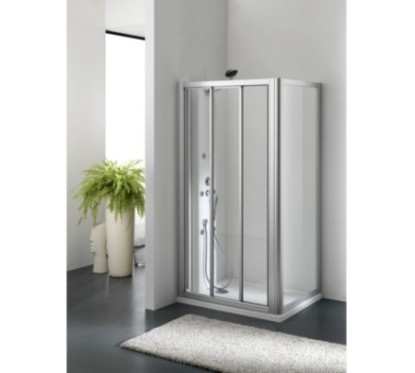 ZENITH DOOR Porta 3 ante scorrevoli finitura argento satinato 95 cm trasparente (misura 88/94 h.185)