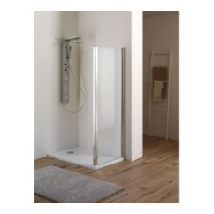 BLADY DOOR Porta a battente finitura argento satinato 90 cm trasparente (misura 85/90 h.185)