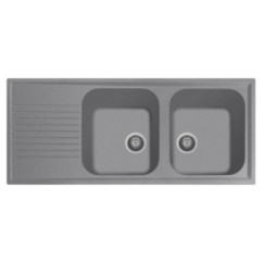 ATLANTIC 116.20 Lavello cucina a due vasche più scolapiatti finitura micro ultragranit 90 bianco opale