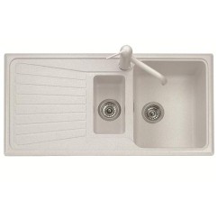 SPAZIO 99.15 Lavello cucina a due vasche più scolapiatti finitura micro ultragranit 90 bianco opale