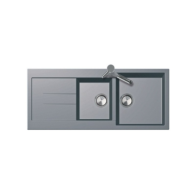 ELEGANCE 116.20 Lavello cucina a due vasche più scolapiatti finitura micro ultragranit 70 black matt