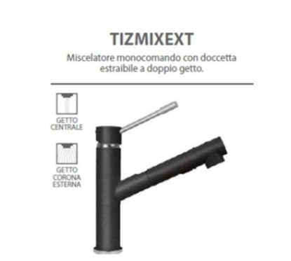 TIZMIXEXT miscelatore monocomando con doccia estraibile finitura cromo/ultrametal 41 alluminio