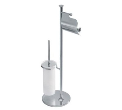 CLASSICA Piantana porta rotolo con coperchio e porta scopino