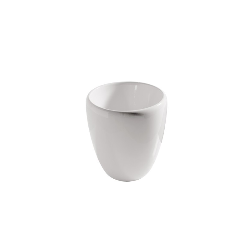 ERGO lavabo da appoggio diam. cm 40x h44, senza foro troppopieno finitura bianco