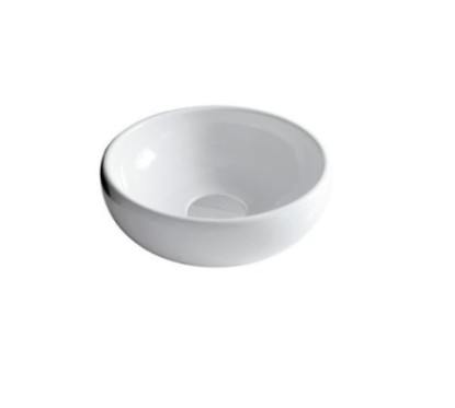 ERGO lavabo da appoggio diam.  cm 42x h15,5 senza foro troppopieno finitura bianco