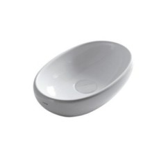 ERGO lavabo da appoggio cm 60x36xh16, senza foro troppopieno finitura bianco