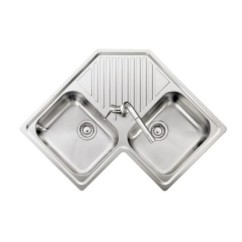 REFRESH lavello in acciaio inox a due vasche + gocciolatoio finitura satinato