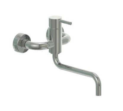 MINIMAL miscelatore lavello a muro in acciaio inox canna girevole finitura satinato