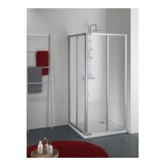 ADRIA Box doccia Angolare scorrevole finitura argento satinato 80 cm trasparente (misura 70/80-70/80 h.185)