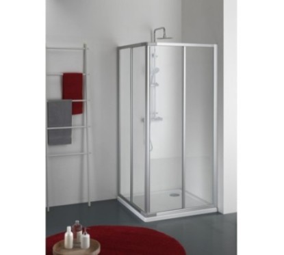 ADRIA Box doccia Angolare scorrevole finitura argento satinato 80 cm trasparente (misura 70/80-70/80 h.185)