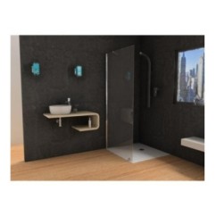 PANORAMA Parete doccia fissa per Box Doccia cm 70 finitura argento satinato (misura 68/70 h.200)