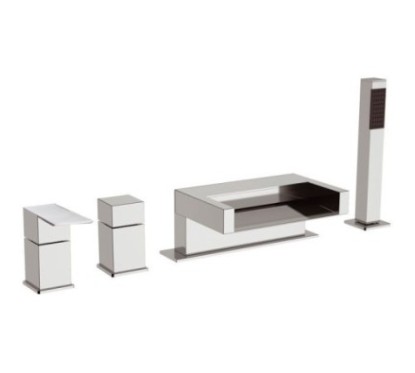SKYLINE miscelatore monocomando bordo vasca con bocca a cascata finitura cromo