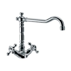 REVIVAL monoforo lavabo con canna antica e scarico finitura cromo