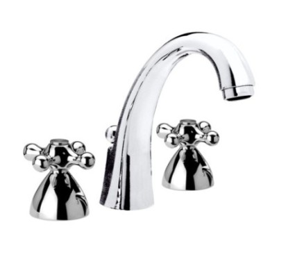 REVIVAL batteria lavabo con canna fusa corta finitura cromo