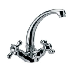REVIVAL monoforo lavabo con canna fusa corta finitura cromo