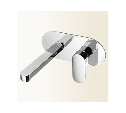 MIA Miscelatore per lavabo ad incasso, con bocca a parete, non ispezionabile senza scarico finitura nickel spazzolato