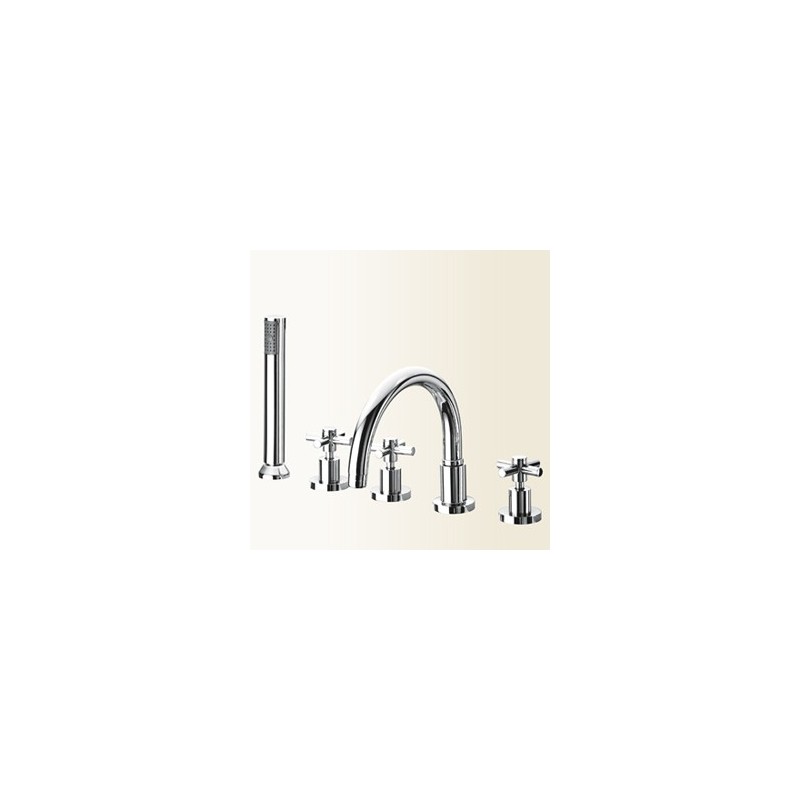 YUPPY Batteria bordo vasca con vitoni ceramici finitura nickel spazzolato