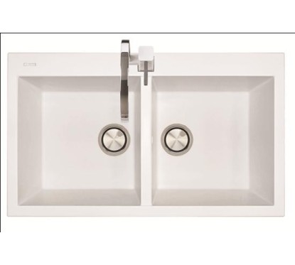 ELEGANCE 86.20 Lavello cucina a due vasche finitura micro ultragranit 58 bianco latte