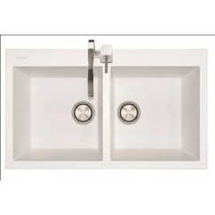 ELEGANCE 86.20 Lavello cucina a due vasche finitura micro ultragranit 90 bianco opale
