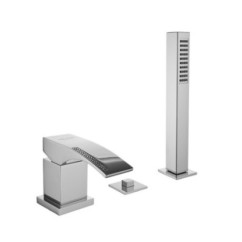 CRYSTAL Batteria monocomando bordo vasca con deviatore e doccetta finitura cromo