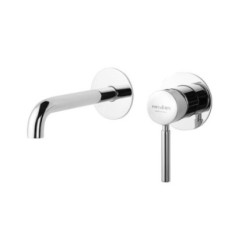 FORMA Monocomando lavabo a muro due parti canna mm 200 finitura nichel satinato
