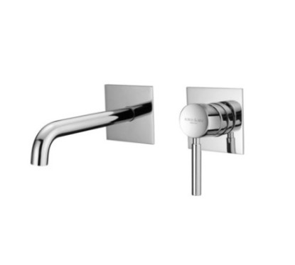 FORMA Monocomando lavabo a muro due parti canna mm 200 piastra quadra connessione ponte finitura cromo