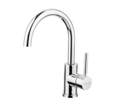FORMA Monocomando lavabo canna alta con piletta click-clack finitura nickel satinato