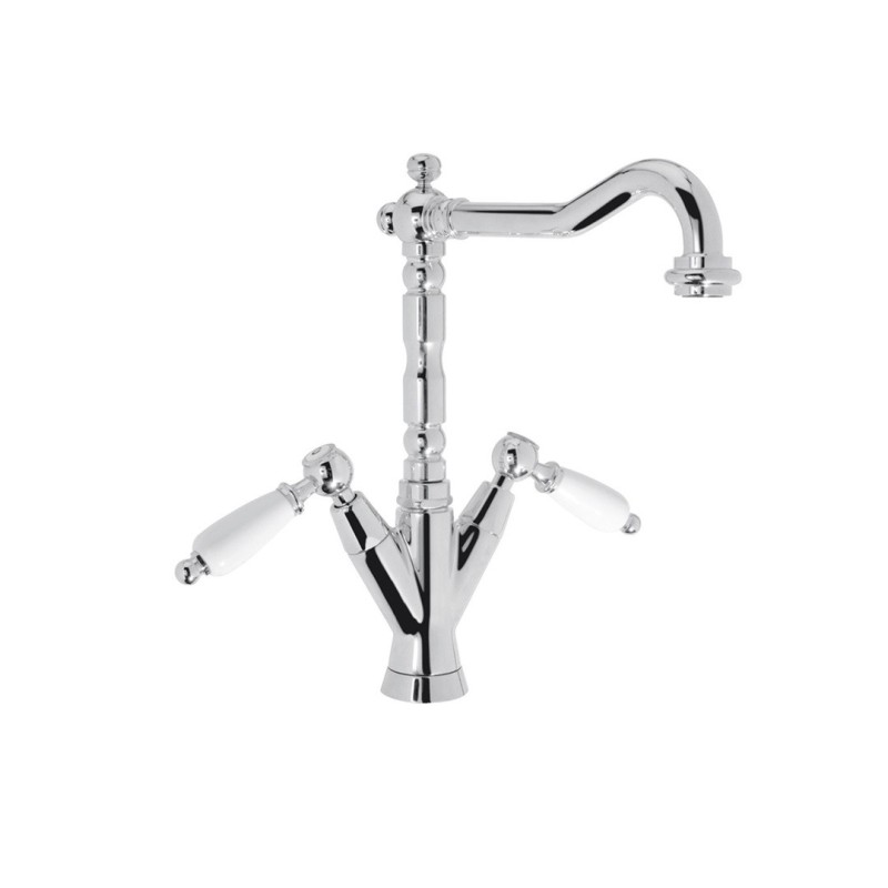 QUEEN Monoforo lavabo bocca girevole con scarico finitura cromo