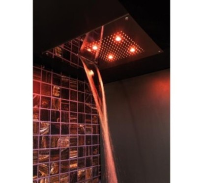 Soffione cromoterapia da incasso in acciaio inox 2 getti 4 led 550x400