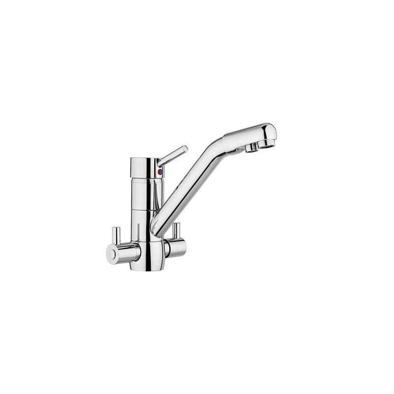 KITCHEN PROGRAM Miscelatore quattro vie per acqua depurata naturale e gassata finitura cromo