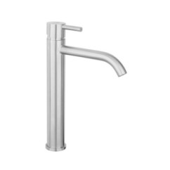FRIDA Monocomando lavabo alto con scarico automatico in acciaio inox finitura acciaio spazzolato