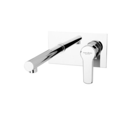 YUMA Monocomando lavabo a muro piastra unita finitura oro