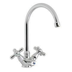 MAREA Monoforo lavello cucina a tre vie finitura ottone lucido