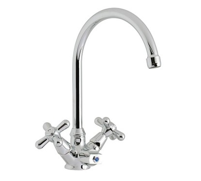 MAREA Monoforo lavello cucina a tre vie finitura ottone lucido