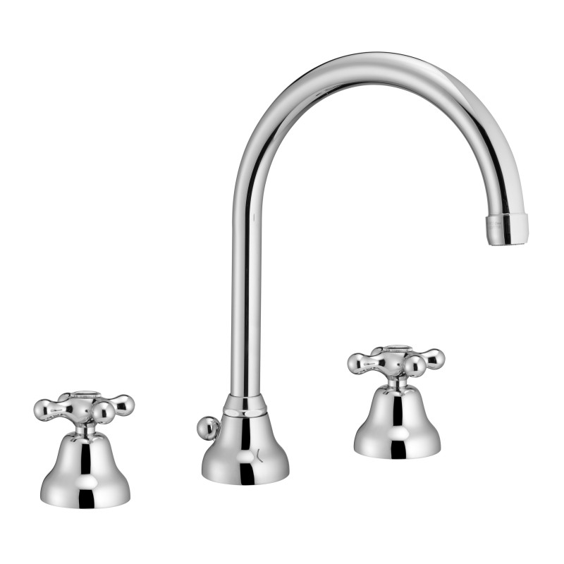 MAREA Batteria lavabo bocca girevole con scarico finitura nichel antico
