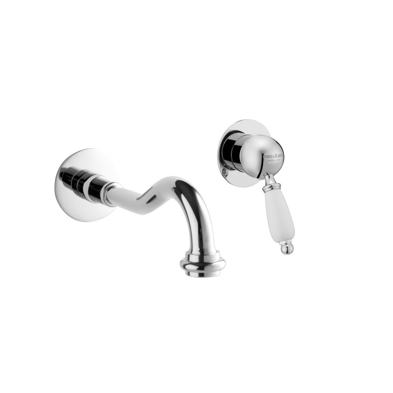 NEW OLD Monocomando lavabo a muro con canna mm 160 finitura nichel antico