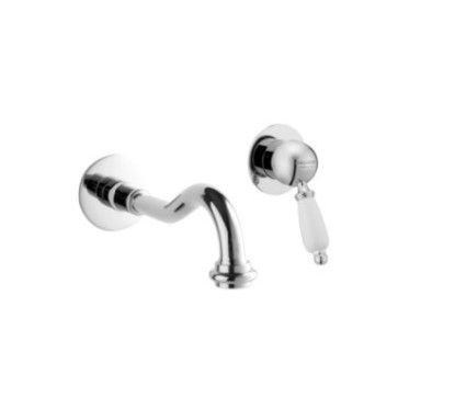 NEW OLD Monocomando lavabo a muro con canna mm 160 finitura dorato