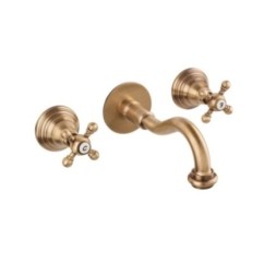 OLD FASHION Batteria lavabo a muro con canna mm 160 finitura dark bronze