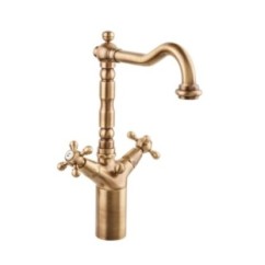 OLD FASHION Monoforo lavabo bocca girevole con prolunga e scarico finitura nichel antico