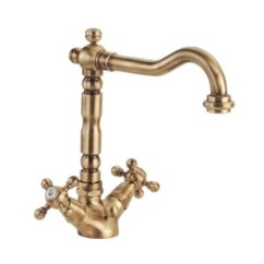 OLD FASHION Monoforo lavabo bocca girevole con scarico finitura dorato